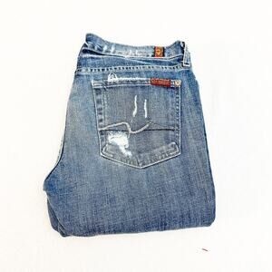 7 For All Mankind Roxanne Ripped Denim Jeans Dark Wash Size 27